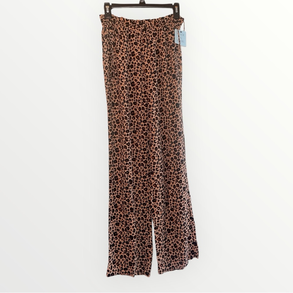 Shade & Shore Leopard Print Ruffle Waist Cover Up Pants - Picture 3 of 4